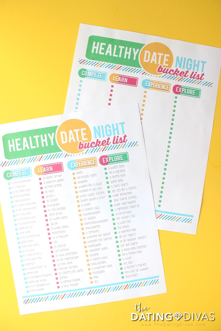 2 Healthy Date Night Bucket Lists