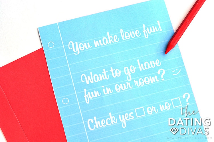 Sassy bedroom invite for a Kindergarten-themed date night.