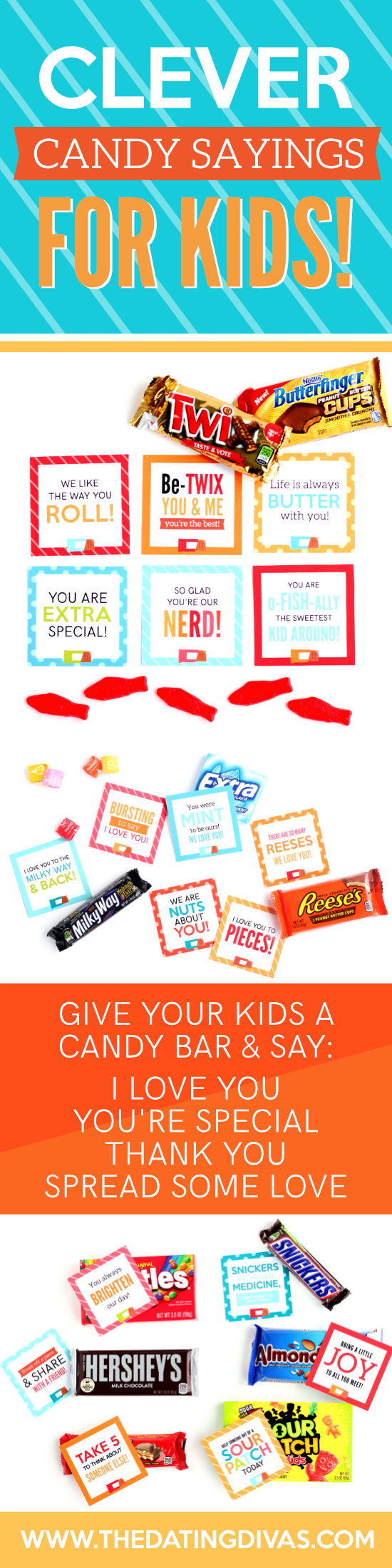 Candy Bar Sayings for Kids From The Dating Divas #CandyBarSayings #LoveNotesforKids