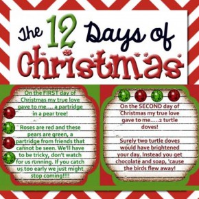 The 12 Days of Christmas printables.
