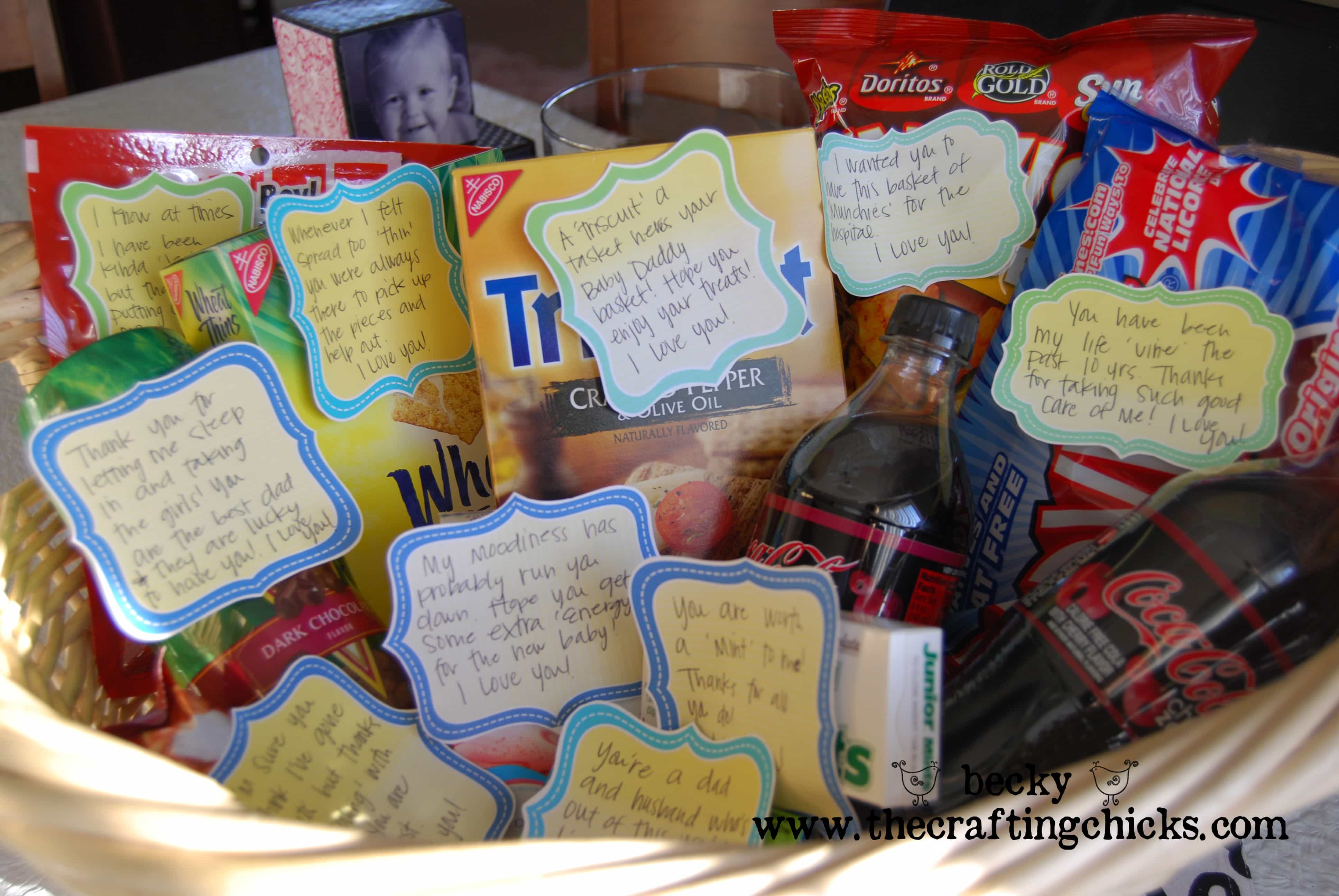 Baby Daddy gift basket with printable tags