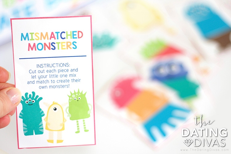 Mismatched Monsters Printable Toddler Game