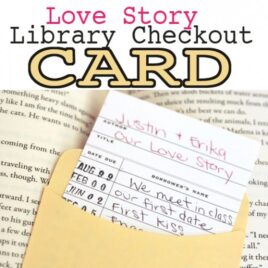 Library card checkout DIY Anniversary date idea.