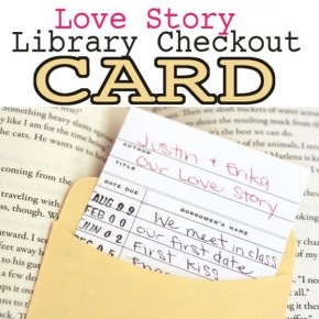 Library card checkout DIY Anniversary date idea.