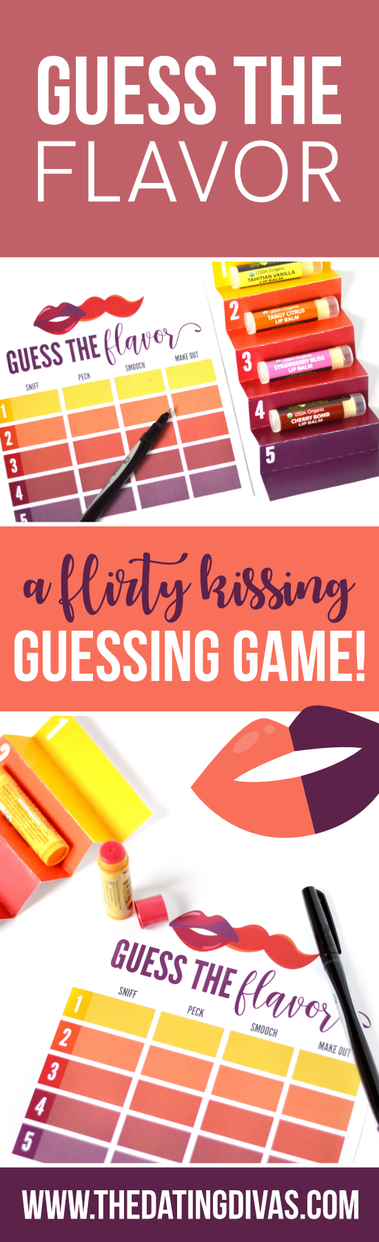 A sexy kissing game for the bedroom called Guess the Flavor #sexykissinggames #foreplaygame