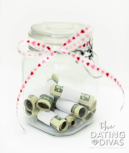 Dollar bills in Date Night Jar