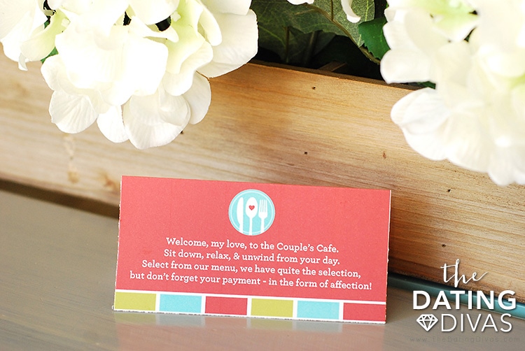 Couple's Cafe Dinner Date Place Card