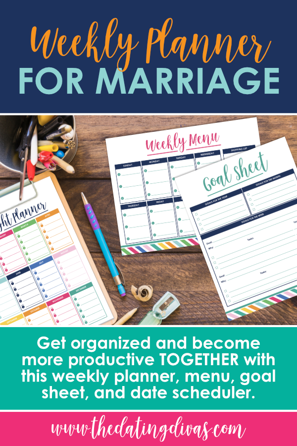 I would love to get organized and have a weekly marriage meeting with my husband! These free printable calendars are the perfect place to start! #weeklyplannerprintable #weeklyschedulesprintables