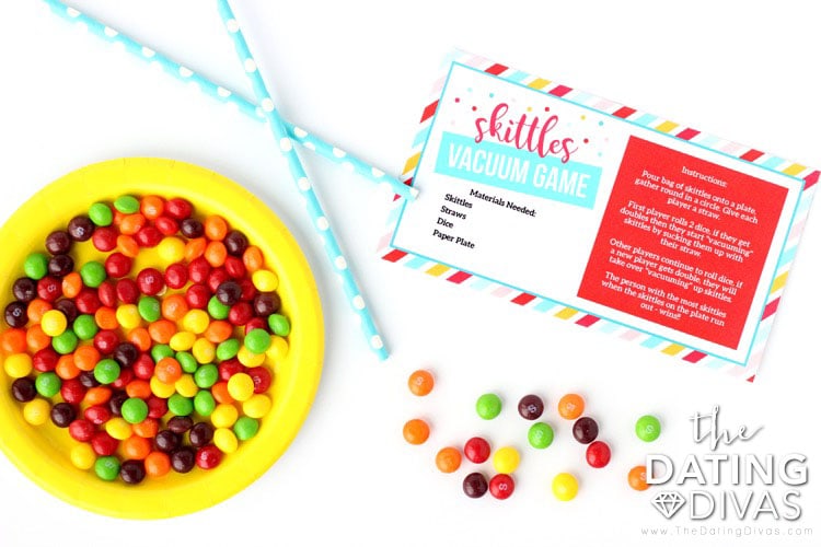 Kid Date Night Envelope Skittles Vacuum Game