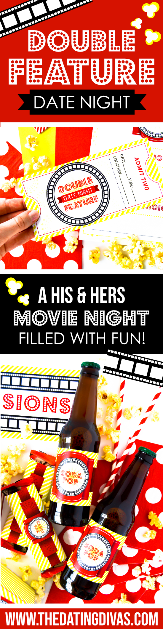 Loving this double feature movie date idea! Free printables and can be done at-home... win win! #TheDatingDivas #DoubleFeatureMovieDate #DateNight