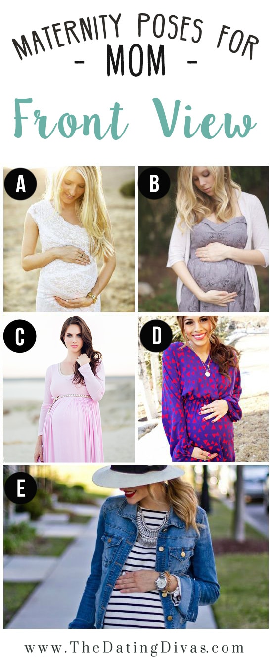 5 photographs of pregnant women in different maternity poses 