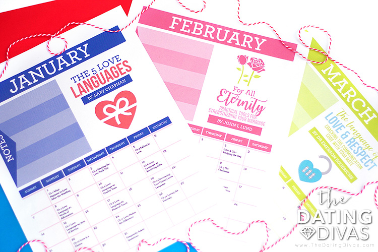 Printable Marriage Book Club calendar sheets