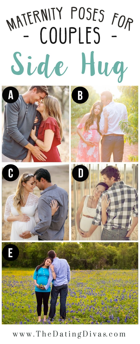 5 Couples Showing Side Hug Maternity Pose Ideas 