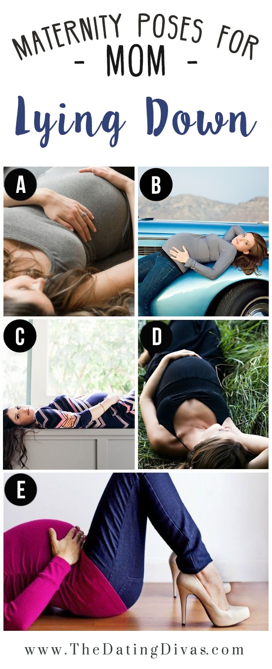 Pregnant Women Showing Maternity Poses Lying Down