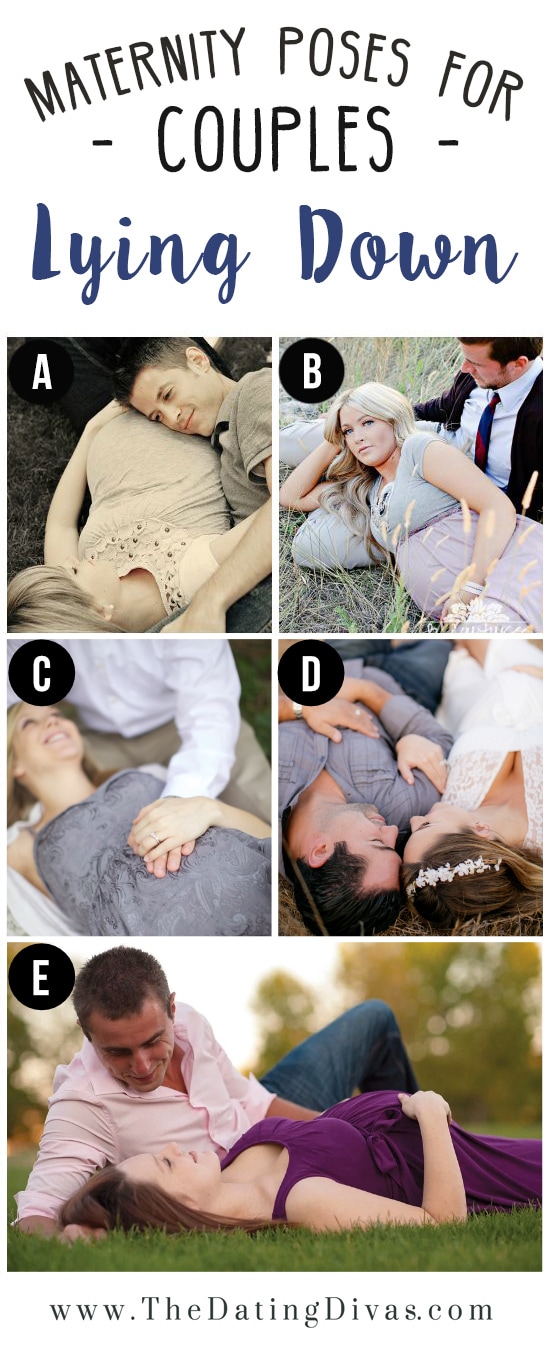 Couples Lying on the Group During Maternity Photo Shoot 