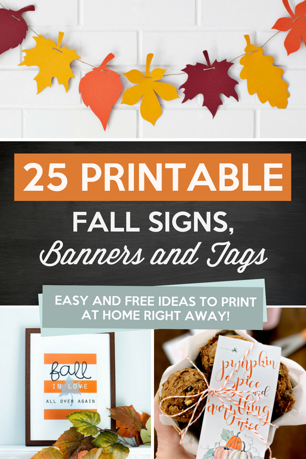 Fall signs, banners, and tags that are easy and FREE ideas to print and use at home right away!