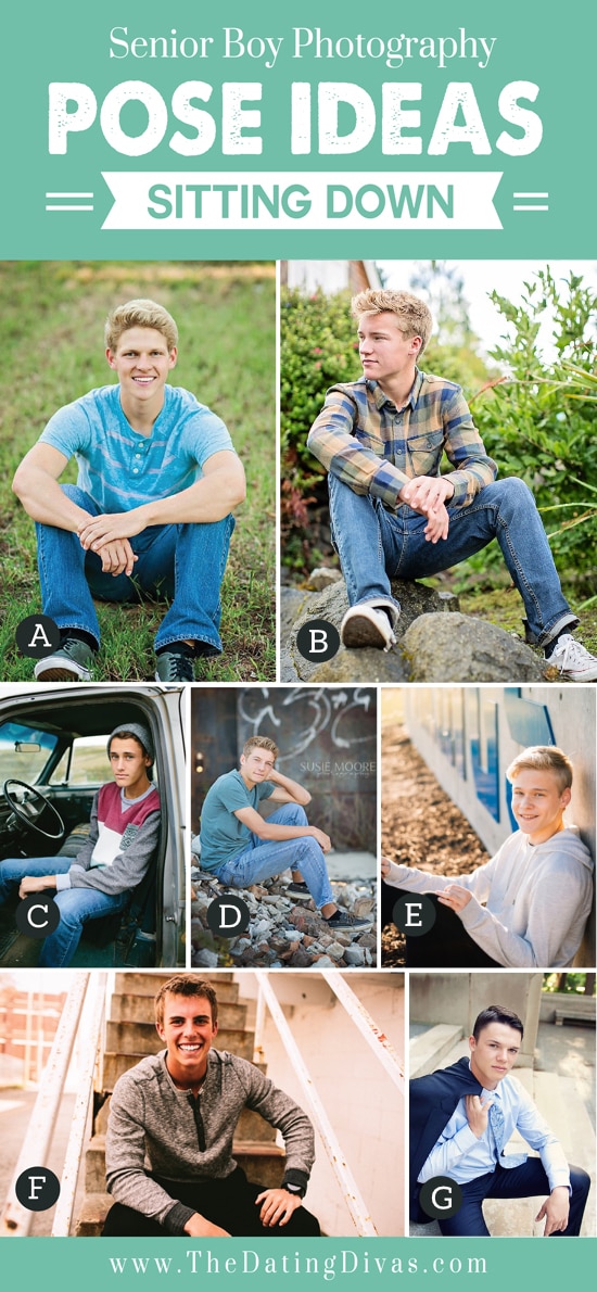 Boys sitting while posing for the camera during senior year photo shoot | The Dating Divas