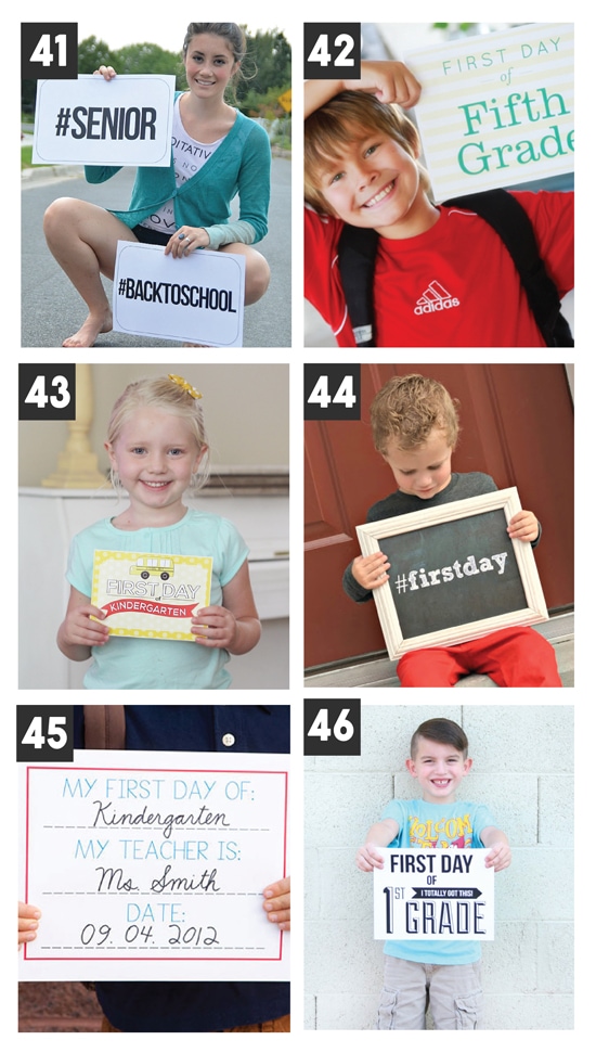 Kids posing for a photo with their free first day of school signs | The Dating Divas