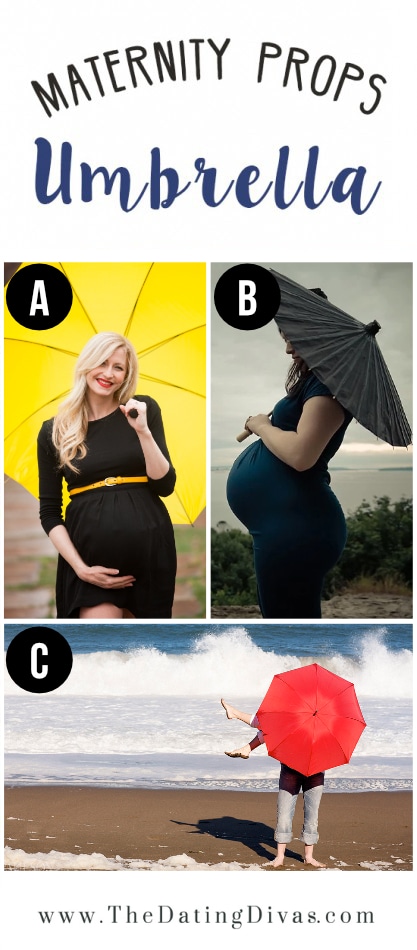 Women Taking Maternity Photos With Umbrellas 