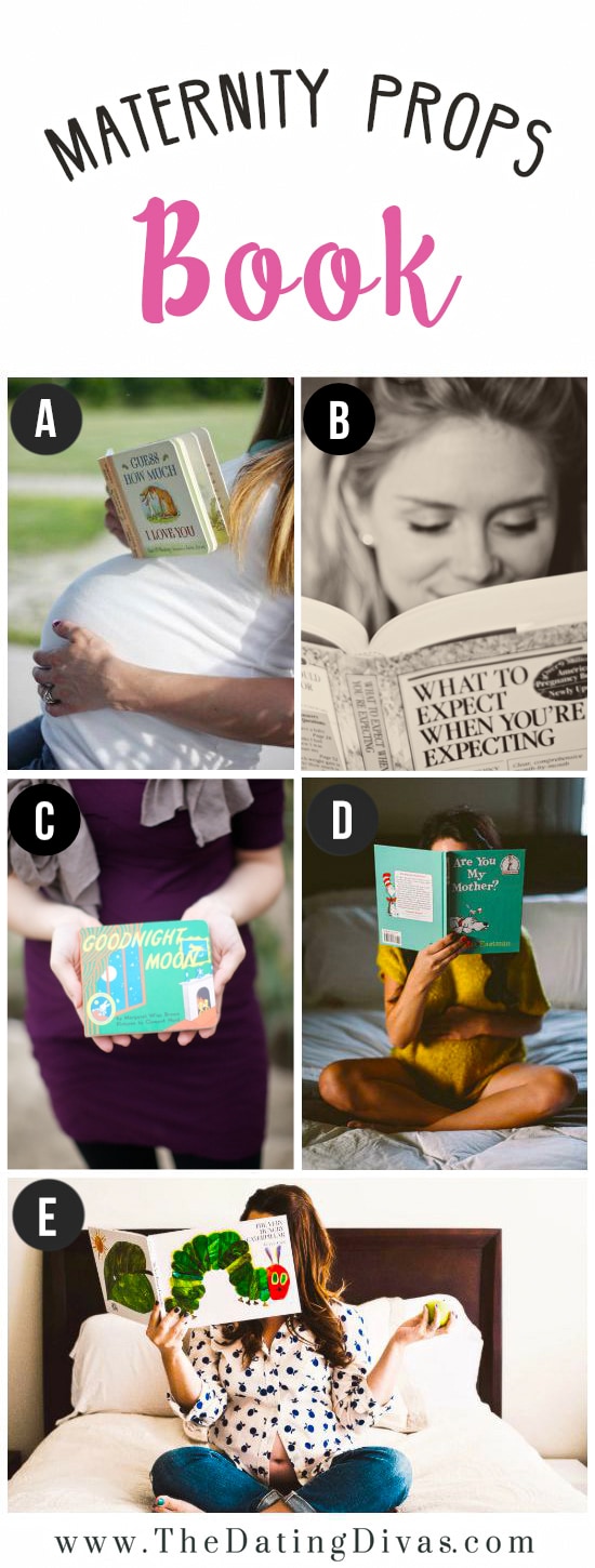 Maternity Photoshoot with Various Pictures of Pregnant women reading children's books 