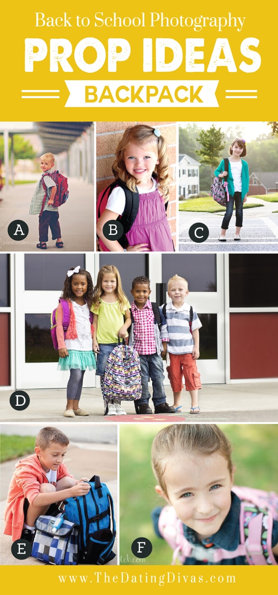 Kids using backpacks for back-to-school props for photoshoot | The Dating Divas
