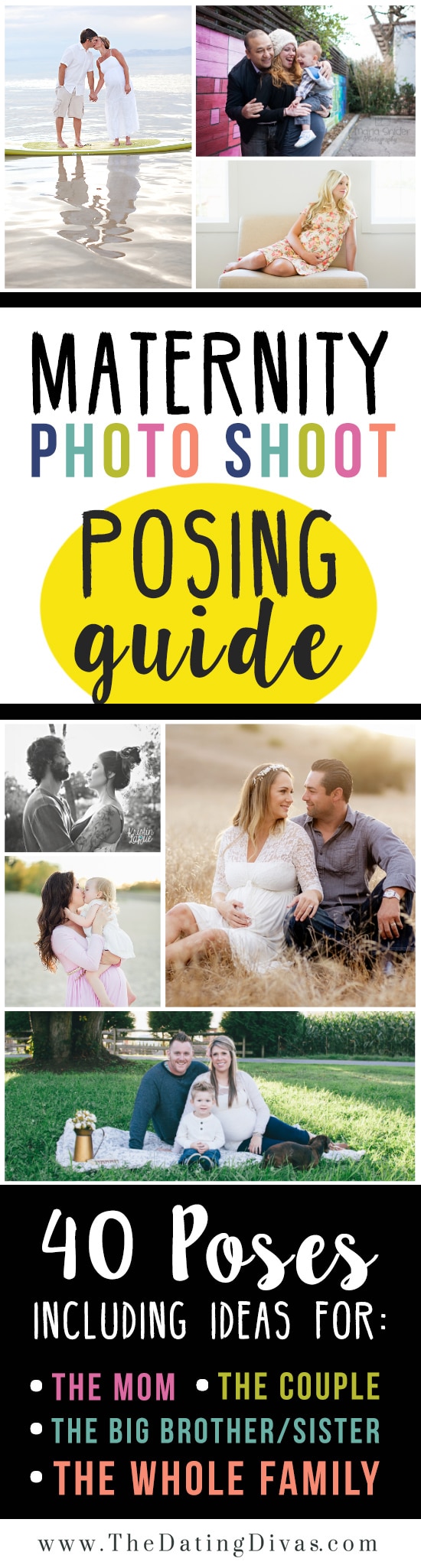 images of women and couples showing ideas for maternity photo posing