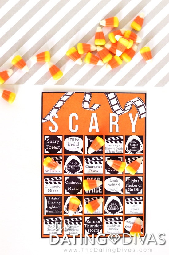 Scary Movie Bingo with Candy Corn Markers