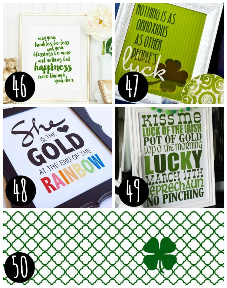 collage of Free st patrick's day printables