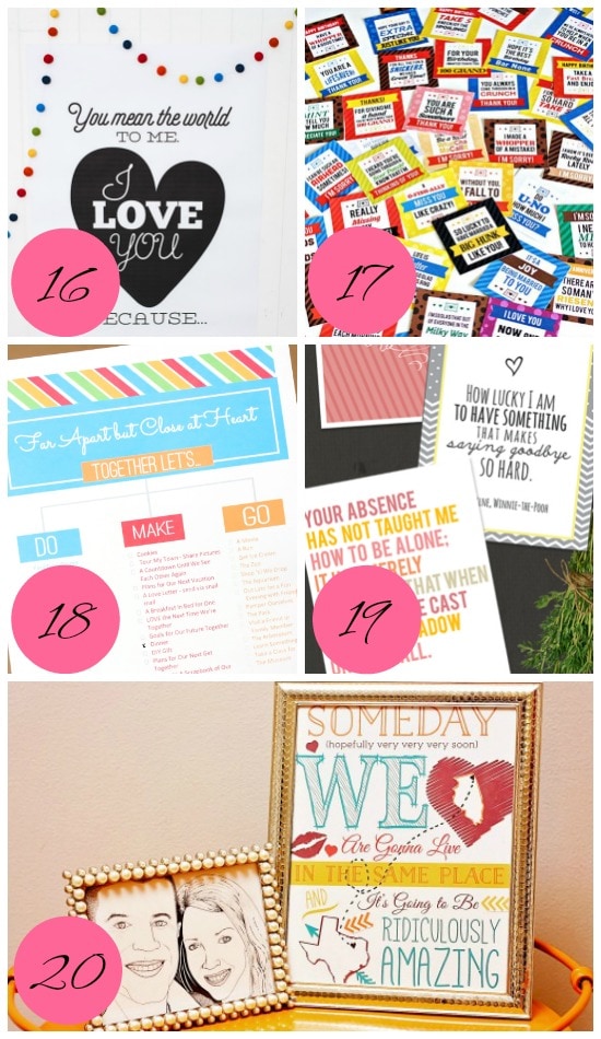 Tips on how to keep the love alive when apart through adorable printables!