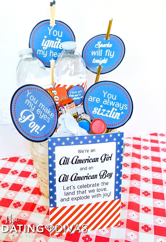 A gift basket to inspire a last minute 4th of July date night.