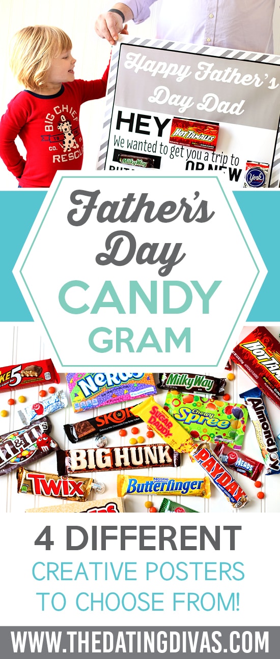 This adorable Father's Day candy gram gift is FREE?! And there's a candy poster for Grandpa, too! #TheDatingDivas #CandyPoster #CandyGram #FathersDay