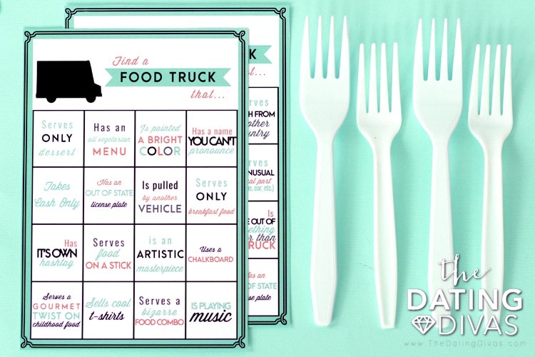 Food Truck Date Bingo Cards