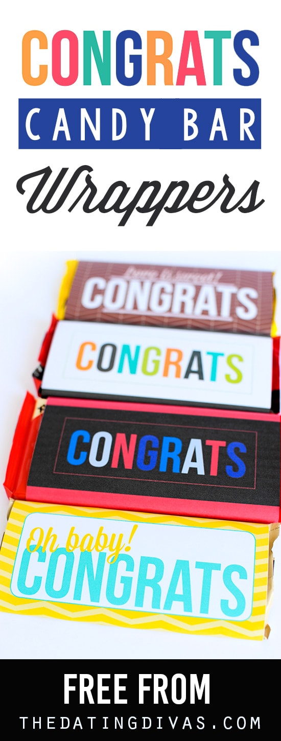 These free printable "Congrats!" candy wrappers make it so easy! Perfect for any celebrations. #candywrappers #diycandywrappers #personalizedcandywrappers