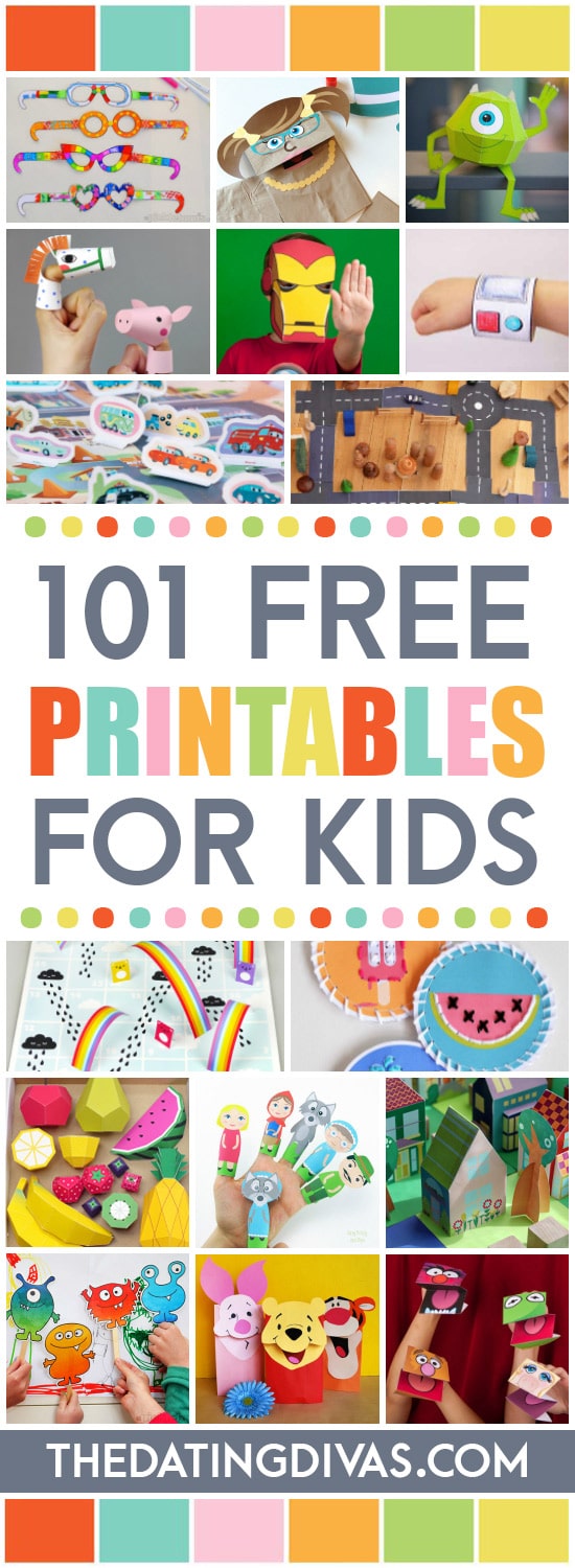 Keep your kiddos entertained with this list of over 100 FREE printables for kids! #printablesforkids #freeprintables #printableactivitesforkids #thedatingdivas