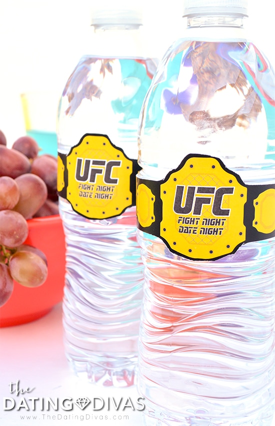 The real champions are these cute UFC Fight Night Date Night water bottle labels.