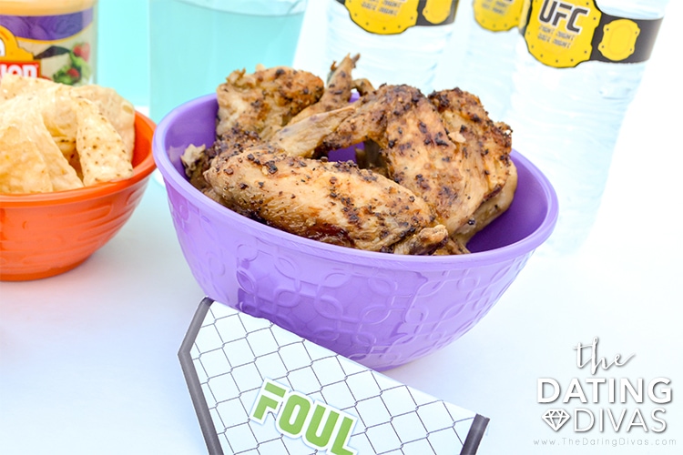 Call "FOUL" with this clever chicken wing food tent for UFC Fight Night Date Night.