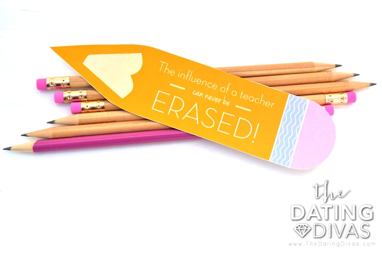 Cute pencil gift tag for a teacher.