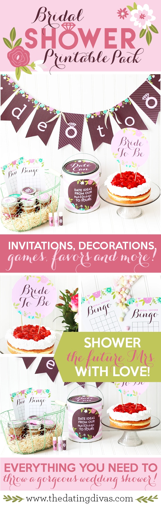 Bridal shower party park full of gorgeous printables and bridal shower game ideas! #TheDatingDivas #BridalShowerPrintables