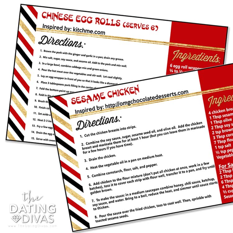 Chinese Food Recipe Cards