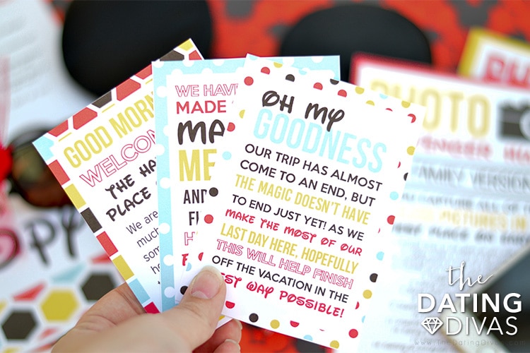 Disney vacation printable cards.