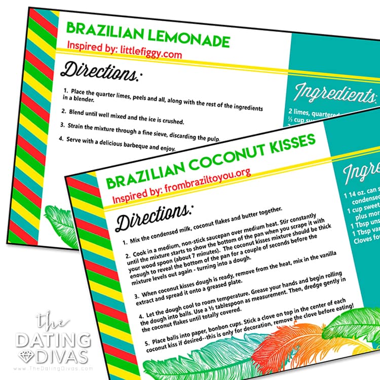 Brazil Date Night Recipe Cards