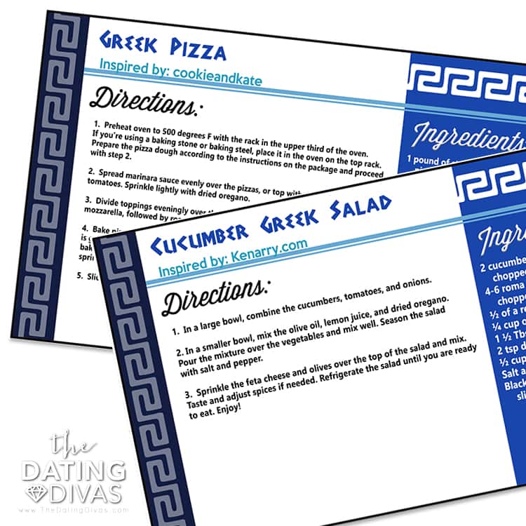 Greek Food Recipe Cards 