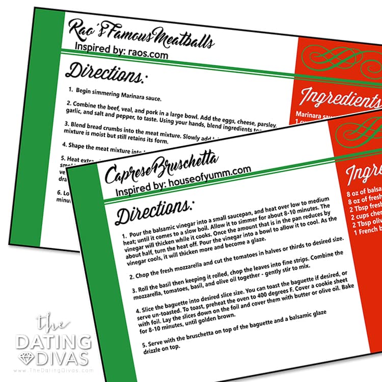 Italy Themed Recipe Cards 