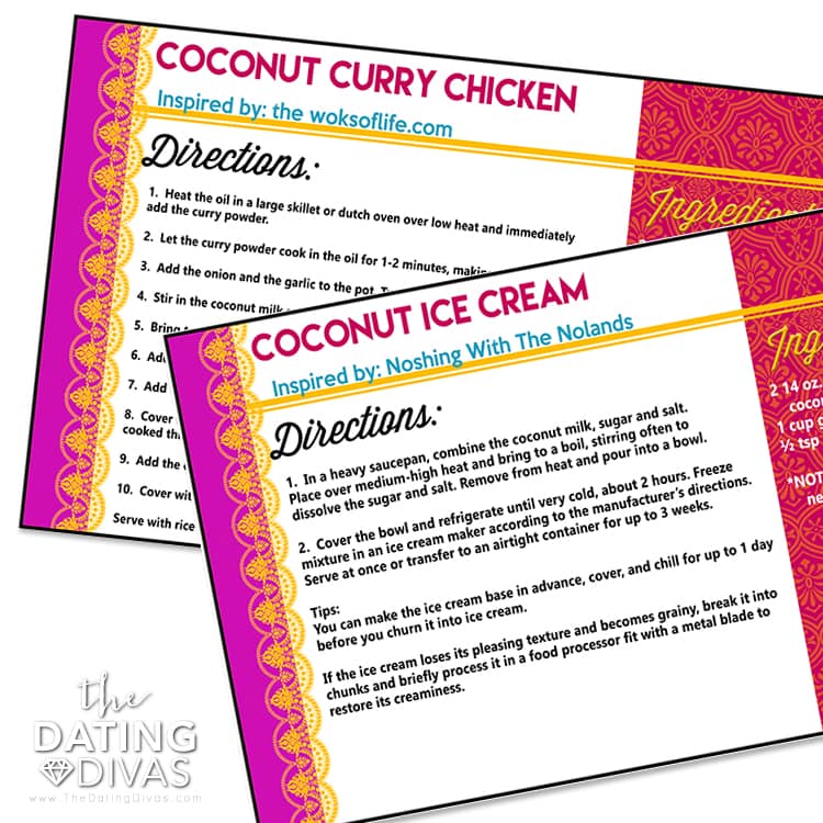 India Date Night Recipe Cards