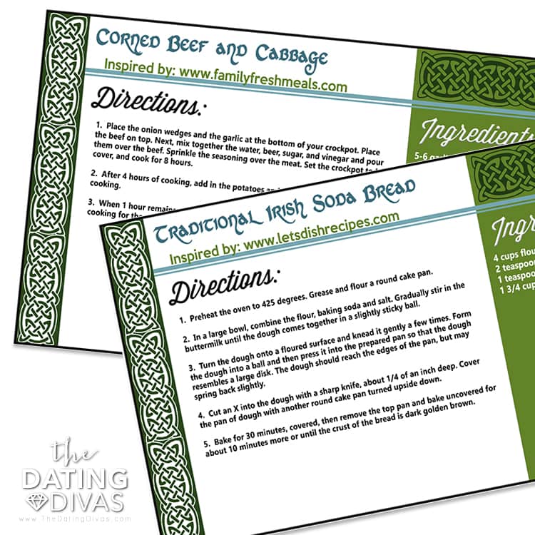 Ireland Themed Recipe Cards