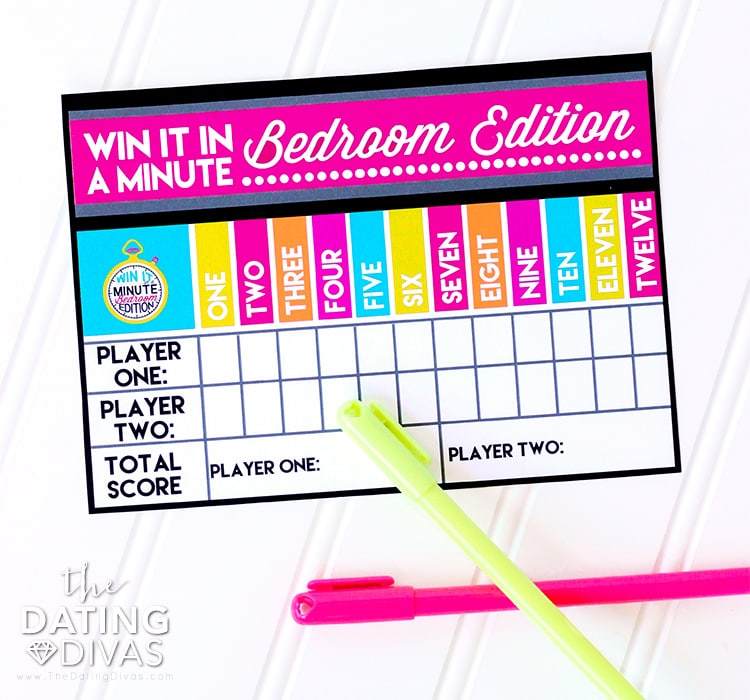 Sexy Games Minute to Win it Bedroom Scorecard