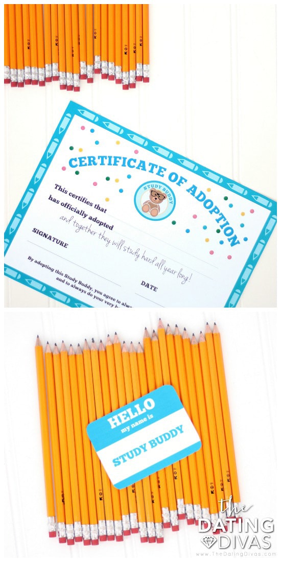 Study Buddy Back to School Gift Printables Certificate