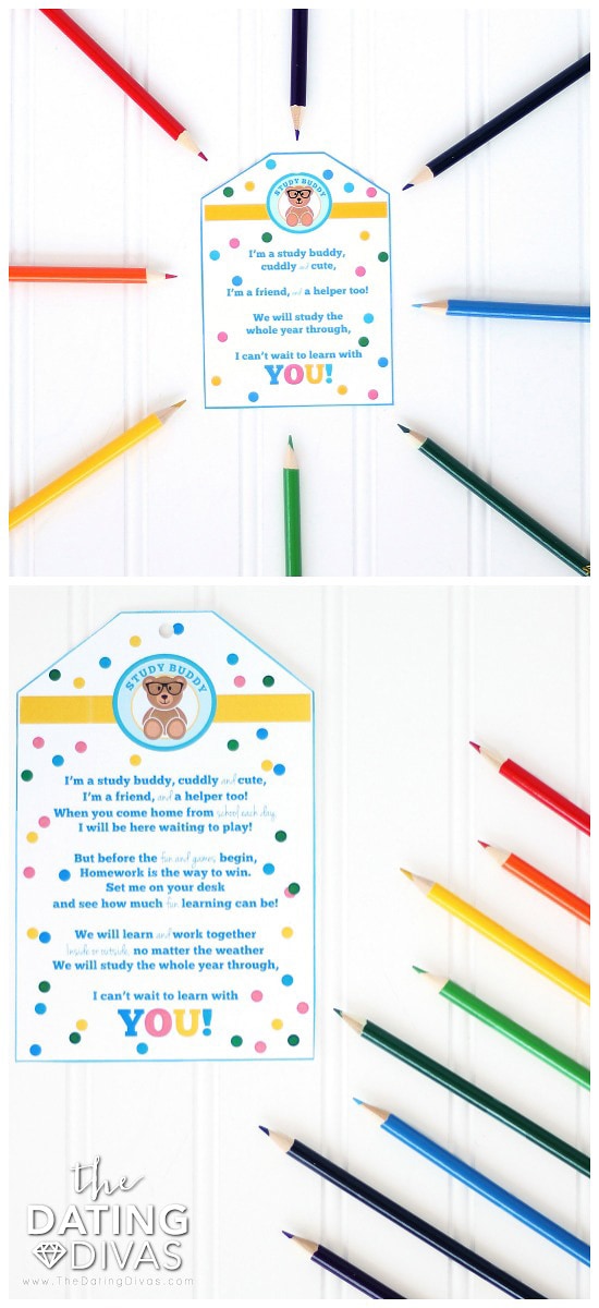 Study Buddy Back to School Gift Printables