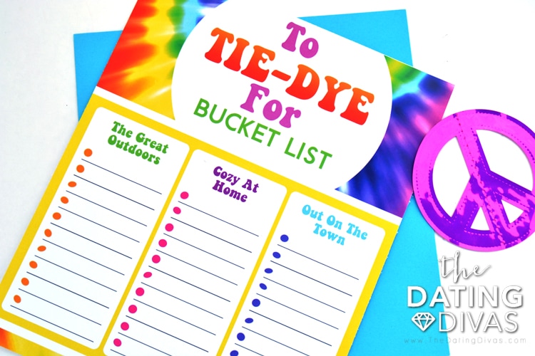 Fun take on a bucket list - things to do in your tie dye!