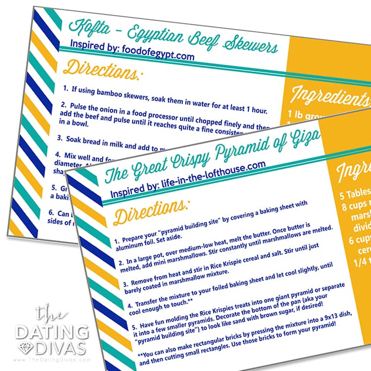 Egypt Date Recipe Cards